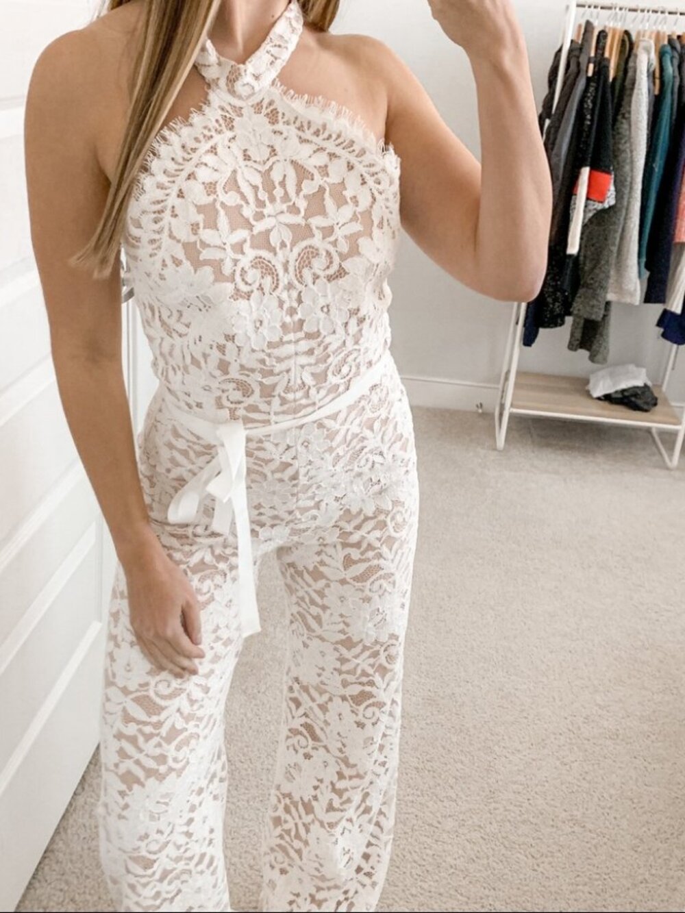 Alexis Rene Lace Jumpsuit White
